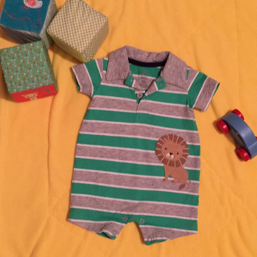 Just one you green and gray short sleeve onesie